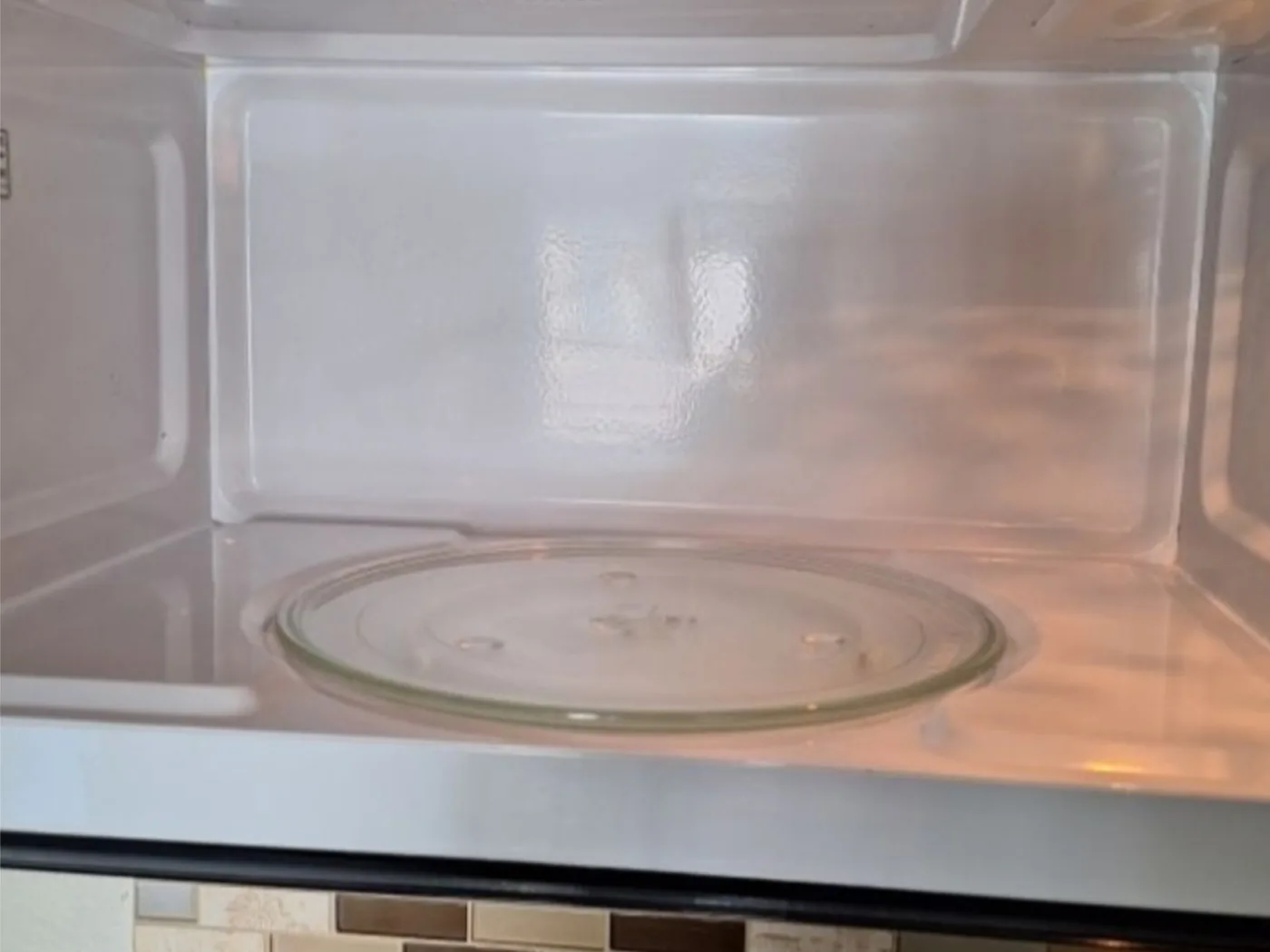 Microwave interior after cleaning